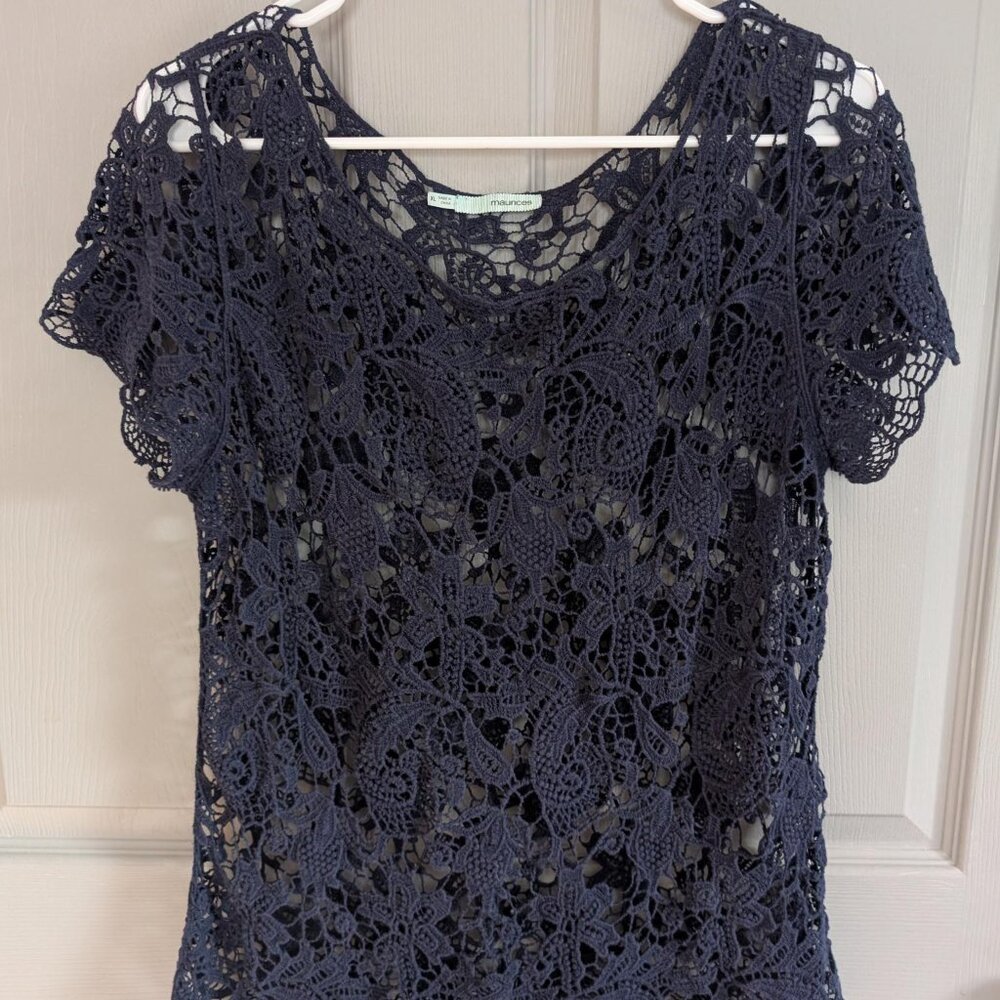 Maurices Navy Lace Blouse